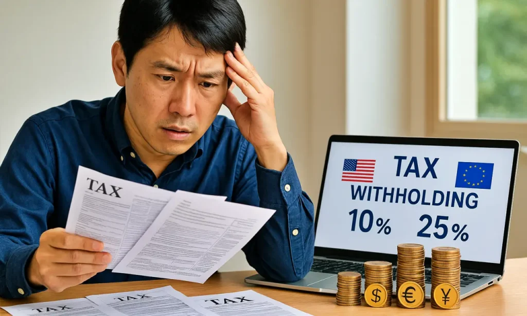 海外税制に悩む男性